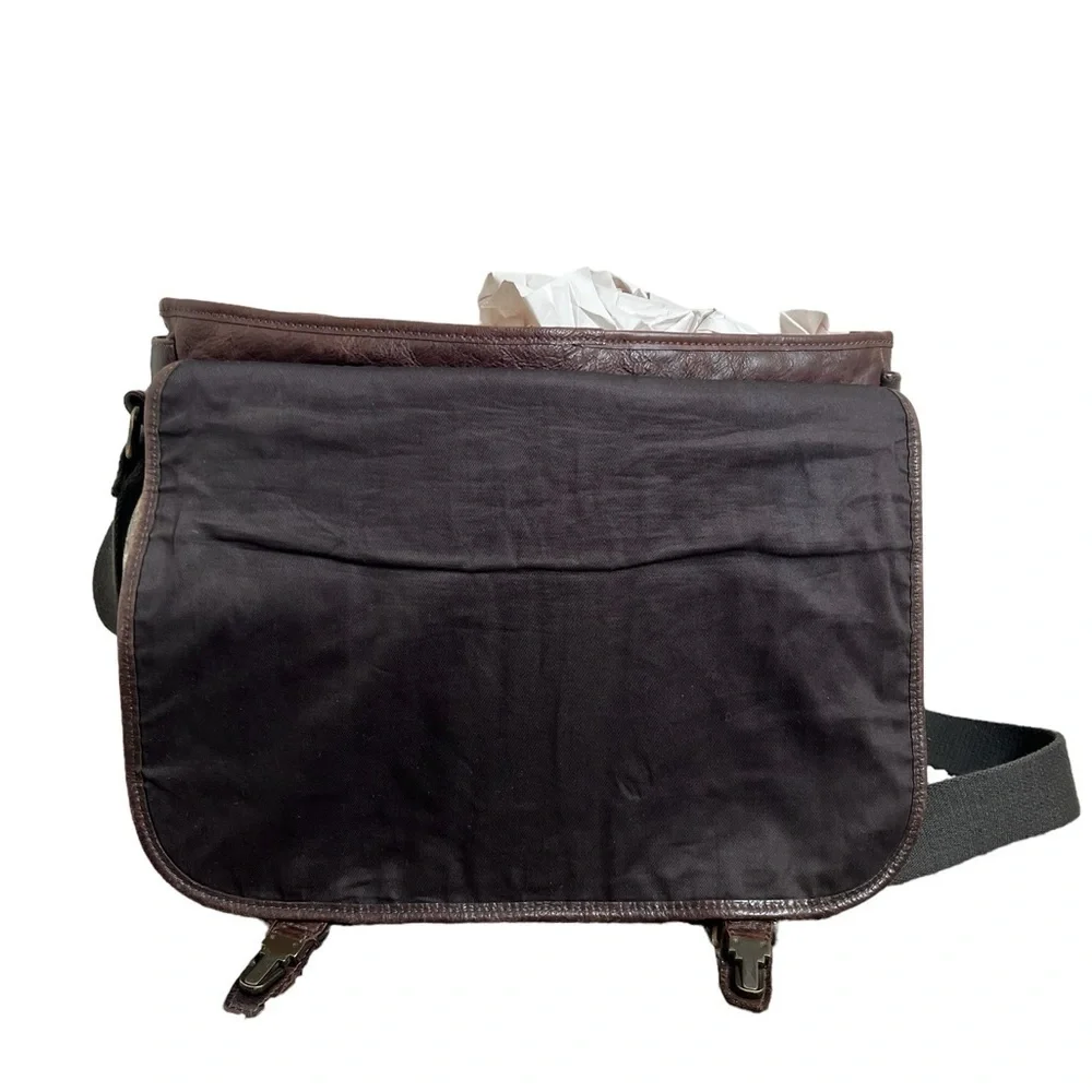Fossil Men’s Leather Estate Messenger East West Brown Messenger Bag - Picture 8 of 16